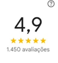 Avaliação média 4,9 com 1.450 avaliações